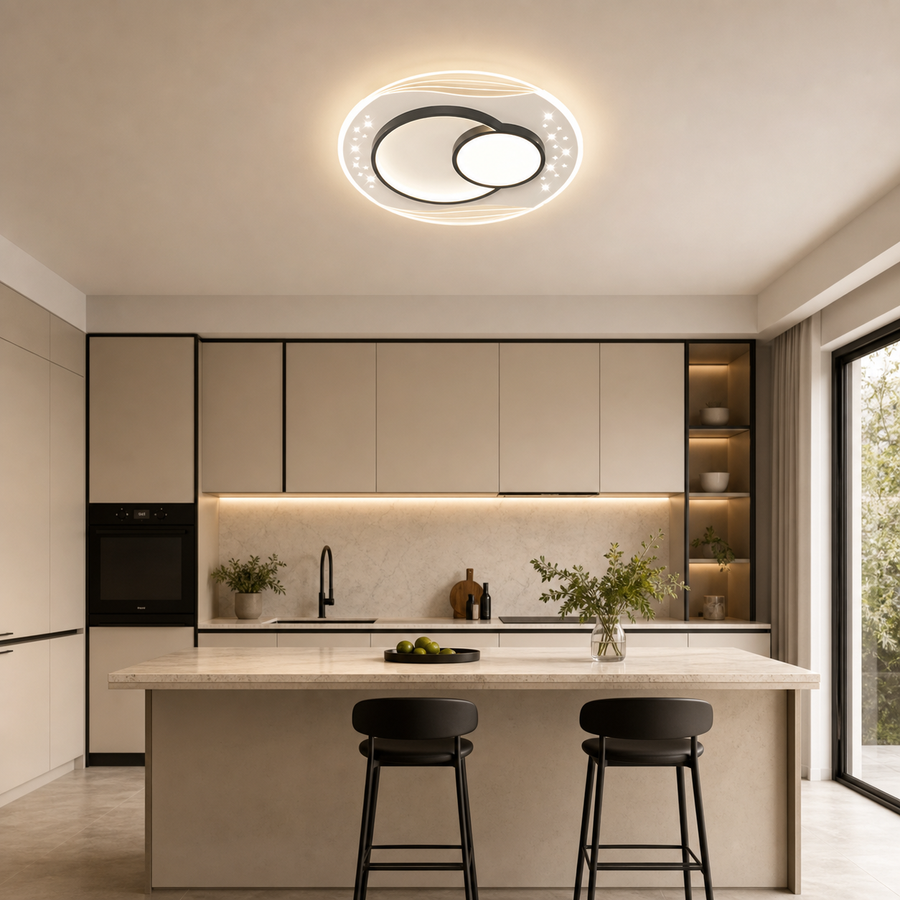 LED luster s diaľkovým ovládaním SERPENTA 51W, okrúhly, studené/teplé/neutrálne svetlo, stmievateľné, čierny