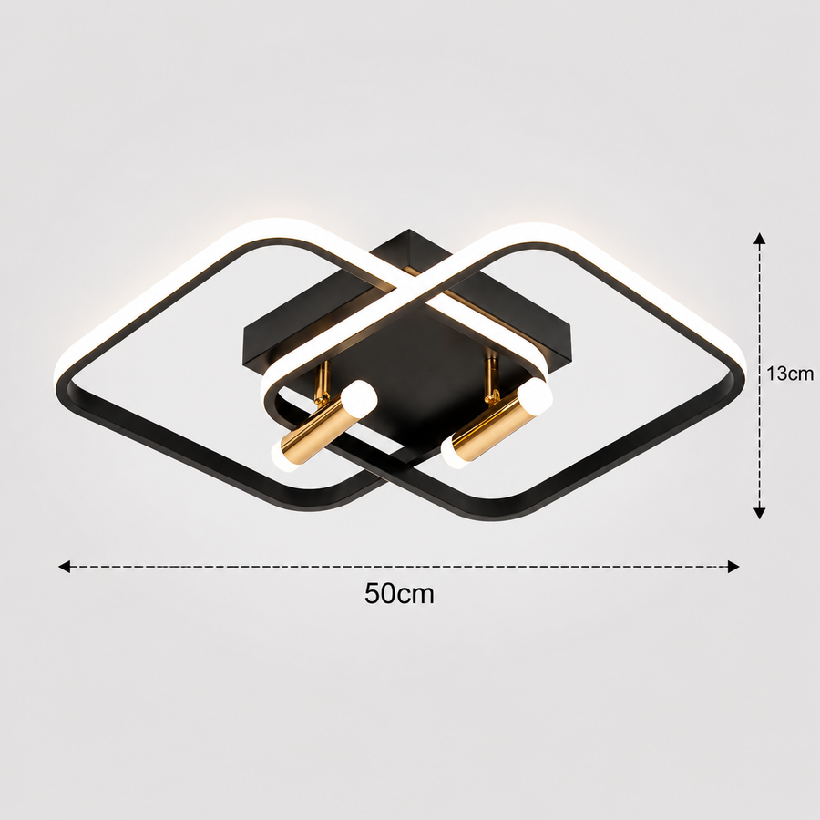 Lustra LED cu telecomanda SOLA, 2 surse, 3000K/4000K/6000K, 108W, Metal și Silicon, Negru