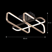 Lustra LED cu telecomanda TRANBERG, 3 surse(1negre+2auriu), 3000K/4000K/6000K, 144W, Metal și Plastic, Negru