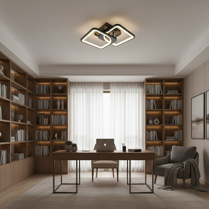 Lustra LED cu telecomanda ZOE 27W, 2 Patrate, lumina Rece/Calda/Neutra, Dimabila, Negru Lustre LED cu Telecomanda Default Title Alessandro Design