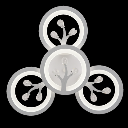 LED luster s diaľkovým ovládaním a krištáľom DAISY 53W, 4 prvky, studené/teplé/neutrálne svetlo, stmievateľné, biela