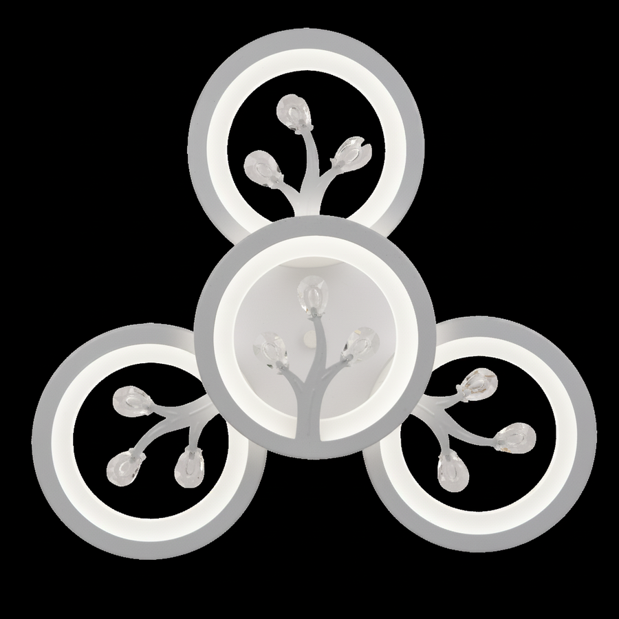 LED luster s diaľkovým ovládaním a krištáľom DAISY 53W, 4 prvky, studené/teplé/neutrálne svetlo, stmievateľné, biela