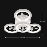LED luster s diaľkovým ovládaním a krištáľom DAISY 53W, 4 prvky, studené/teplé/neutrálne svetlo, stmievateľné, biela
