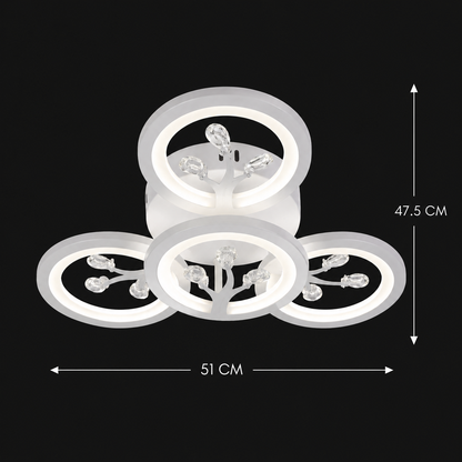 LED luster s diaľkovým ovládaním a krištáľom DAISY 53W, 4 prvky, studené/teplé/neutrálne svetlo, stmievateľné, biela