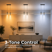 Závesný LED luster RINA 50W, Lineárny, Studené/Teplé/Neutrálne svetlo, Čierny, Nastaviteľná výška