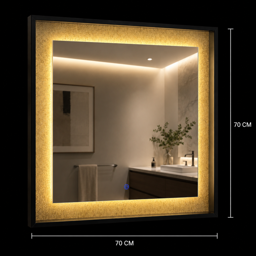 Giga LED zrkadlo, 80x60cm, Silver, Touch, 6000K light