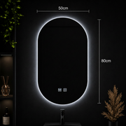 Oválne LED zrkadlo, 50X80cm, E14S/50X80, Touch, Demister System