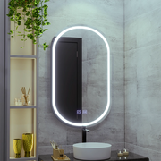 LED oválne zrkadlo 50X80cm, Velara Touch, Demister System, Stmievateľné, Studené svetlo 6000K