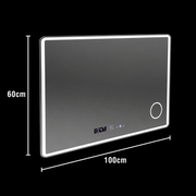 Obdĺžnikové LED zrkadlo 120x80 Aura Riflesso Puro MotionGlow Marcello, Demister System, Teplomer a hodiny, Stmievateľné