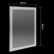 Obdĺžnikové LED zrkadlo, 60x80cm, ADIS Touch, Demister System, Stmievateľné