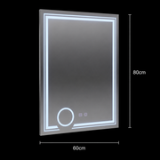 Obdĺžnikové LED zrkadlo, 60x80cm, CANTO Touch, Demister System, Stmievateľné