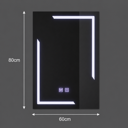 Obdĺžnikové LED zrkadlo, 60x80cm, ECLISSA Touch, Demister System, Stmievateľné