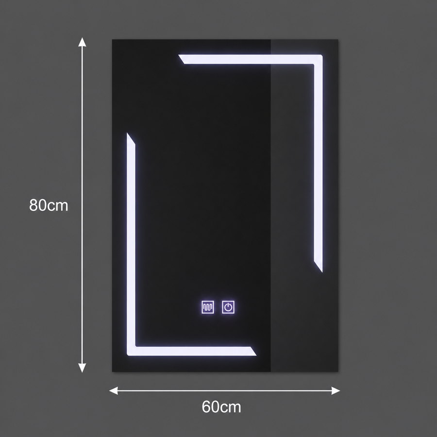 Obdĺžnikové LED zrkadlo, 60x80cm, ECLISSA Touch, Demister System, Stmievateľné