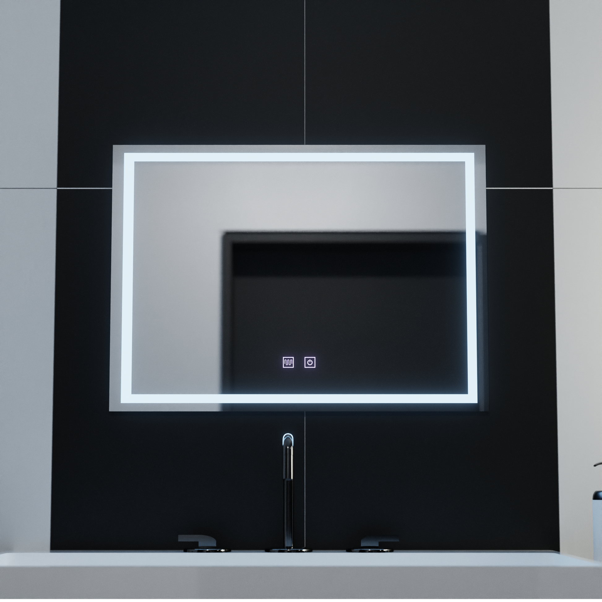 Oglinda LED Rectangulara, 70x50cm, RADIANTE Touch , Sistem Dezaburire, Dimabila Oglinda Baie cu LED si Dezaburire Default Title Alessandro Design