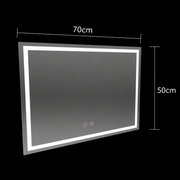 Obdĺžnikové LED zrkadlo, 70x50cm, RADIANTE Touch, Demister System, Stmievateľné