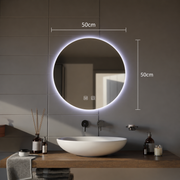 LED okrúhle zrkadlo, 60 cm, Isolda, Touch, Demister System, Cold Light 6000k