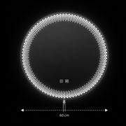Oglinda LED Rotunda Nexos, 60cm, 24W, Lumina Calda/ Rece/ Neutra, Senzor, Sistem Dezaburire, Ceas, Dimabila