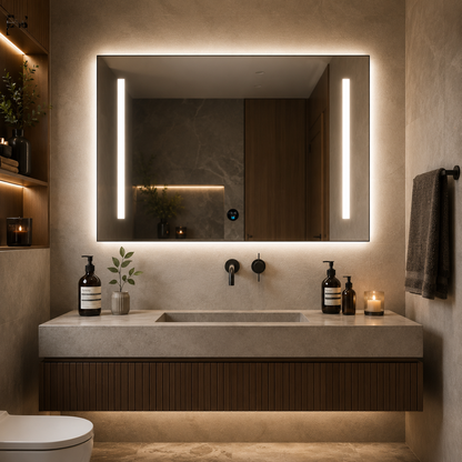 Giga LED zrkadlo, 80x60cm, Silver, Touch, 6000K light