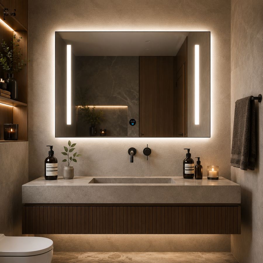 Giga LED zrkadlo, 80x60cm, Silver, Touch, 6000K light