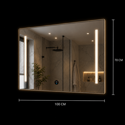Giga LED zrkadlo, 80x60cm, Silver, Touch, 6000K light