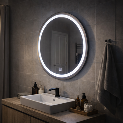 LED dotykové zrkadlo Gallio, Priemer 60cm, Studené svetlo 6000K, Sklo