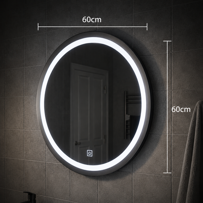 LED dotykové zrkadlo Gallio, Priemer 60cm, Studené svetlo 6000K, Sklo