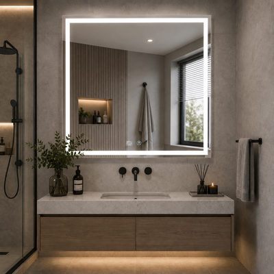 Giga LED zrkadlo, 80x60cm, Silver, Touch, 6000K light