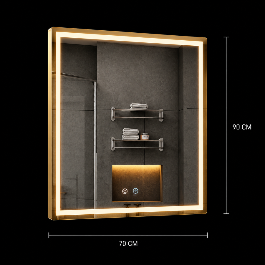 Giga LED zrkadlo, 80x60cm, Silver, Touch, 6000K light
