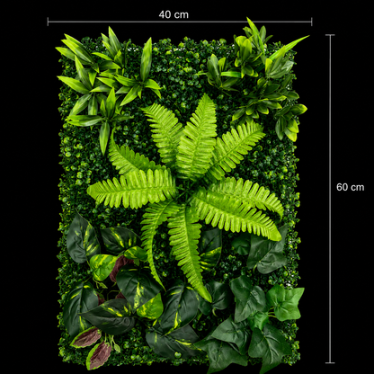 Planta Artificială Panou de Gard Viu Mix Frunze de Piersic si Frunze Mixte, 40 x 60 cm, Verde