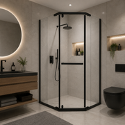 Paravan duș Walk-In 90x90x190 cm, sticlă securizată 6 mm, profil metalic rezistent, Negru