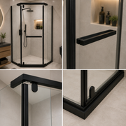 Paravan duș Walk-In 90x90x190 cm, sticlă securizată 6 mm, profil metalic rezistent, Negru