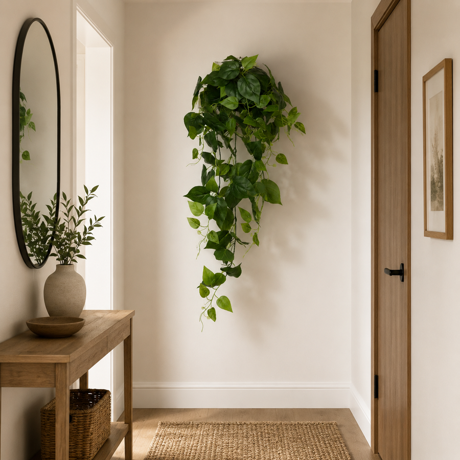 Plantă Artificială Suspendată Epipremnum, Inaltime 100cm, Verde