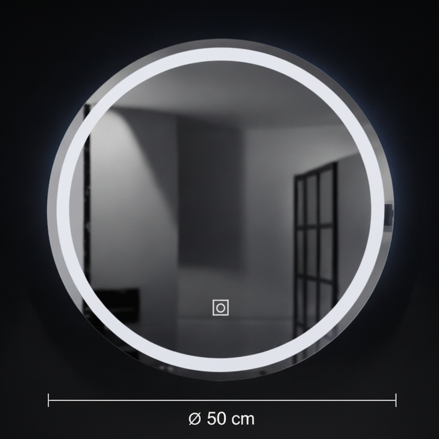 Okrúhle LED zrkadlo, 50 cm, Basic Touch