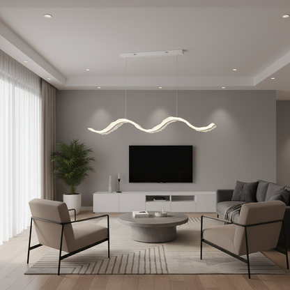 Lustra LED cu Telecomanda, Suspendata AMI 63W, Liniara, Lumina Rece/Calda/Neutra, Alb, Inaltime Reglabila