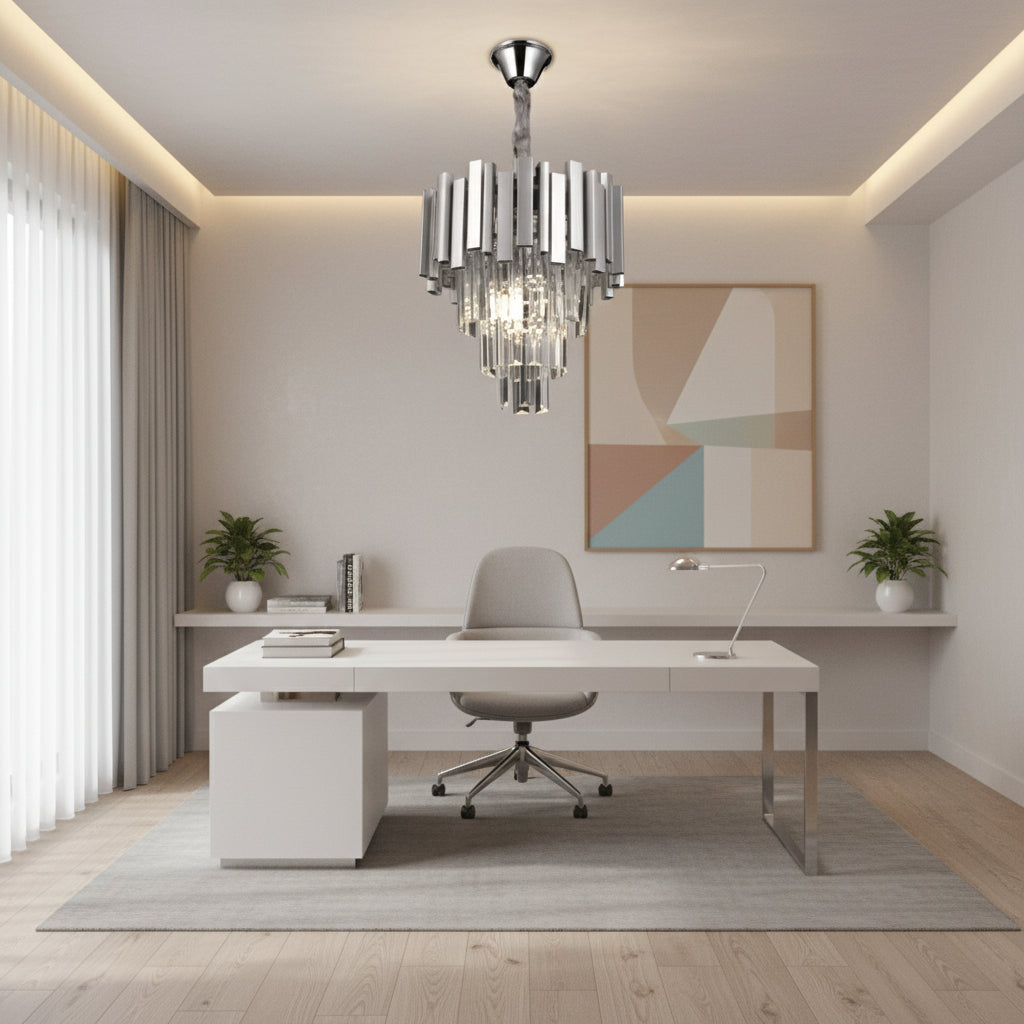 Candelabru Cristal BLOIS Nobile 5xE14, Diametru 40cm, Crom, Inaltime Reglabila Candelabre Cristal Default Title Alessandro Design