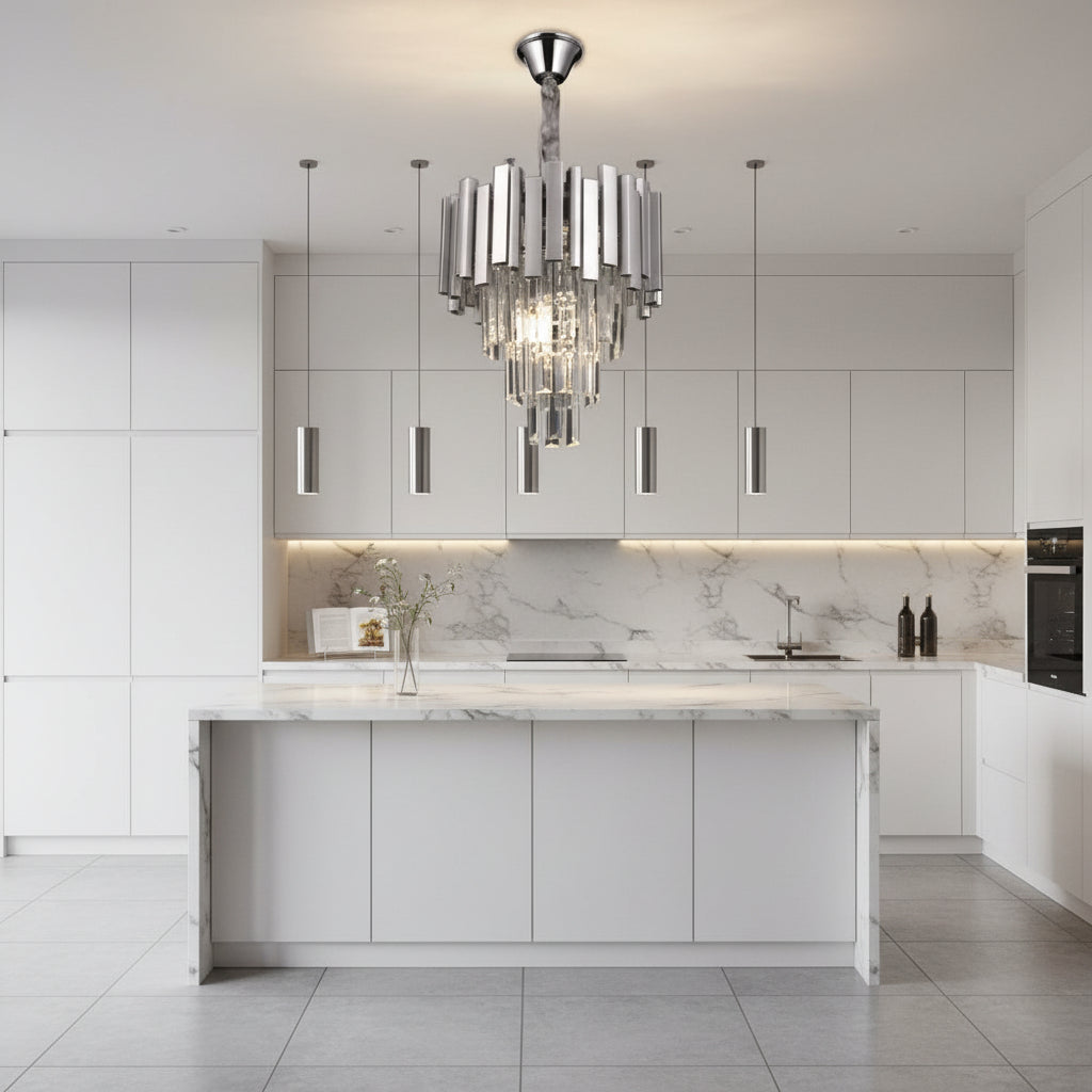 Candelabru Cristal BLOIS Nobile 5xE14, Diametru 40cm, Crom, Inaltime Reglabila Candelabre Cristal Default Title Alessandro Design