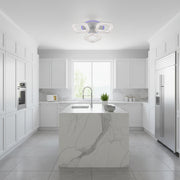 Lustra LED RENATO Nobile cu telecomanda si cristal,  39W, 3 Patrate, Lumina Rece/Calda/Neutra, Dimabila, Alb