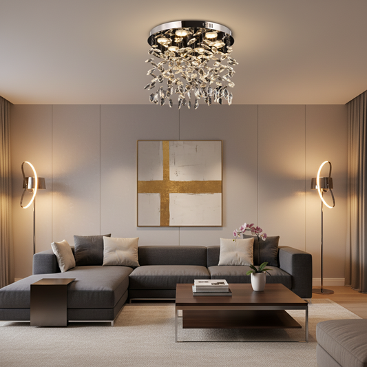 Krištáľový LED luster LLC210/550CH okrúhly, 30W, studené/teplé/neutrálne svetlo, krištáľ, lesklý chróm