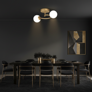 Lustra LED si cristal ORBIT, 55cm, 2xE27, Globuri, Auriu