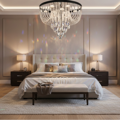 Candelabru LED Cristal MAGE Nobile, 22W, Lumina Calda/Neutra/Rece, Diametru 40cm, Crom Lucios