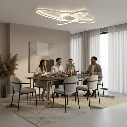Lustra LED cu telecomanda COSMEE 84W, 3 Petale, Lumina Rece/Calda/Neutra, Dimabila, Alb, Metal si Acril