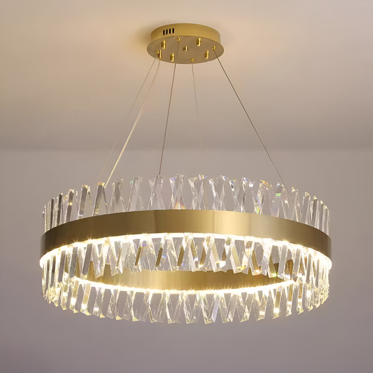 Candelabru LED CASERTA Eleganza cu Telecomandă, 54W, Dimabil, Diametru 50cm, Auriu Candelabre Cristal Default Title Alessandro Design