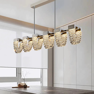 Závesný LED luster, CC370/1200CH, Krištáľ a kov, 30W, Diaľkové ovládanie, Chladné/Teplé/Neutrálne svetlo 3000K/4000K/6000K, Luxusné osvetlenie