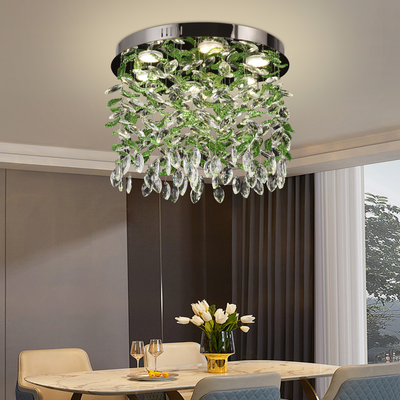 Krištáľový LED luster LLC211/550GN okrúhly, 29W, studené/teplé/neutrálne svetlo, zelené kryštály, lesklý chróm