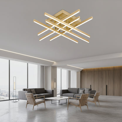 Lustra LED cu Telecomanda LINEX, 108W, Lumina 3000K/4000K/6000K, Dimabila, Auriu Lustre LED cu Telecomanda Default Title Alessandro Design