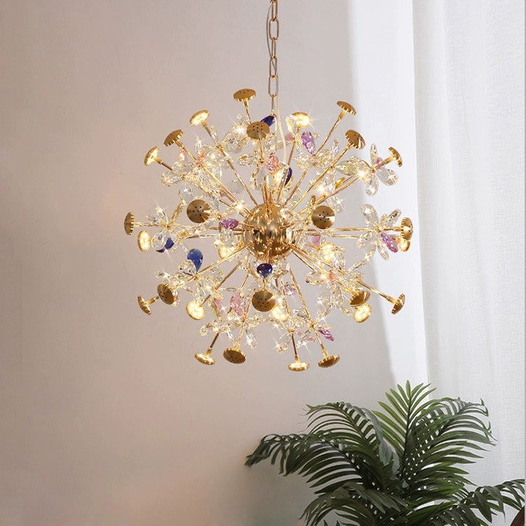Candelabru Modern cu Cristal, FloraLux, 32xG4, Auriu si Cristale , 54.5cm, Inaltime Reglabila, Metal si Cristal Candelabre Cristal Default Title Alessandro Design
