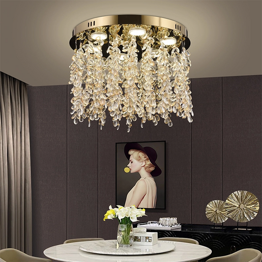 Krištáľový LED luster LLC213/400GD okrúhly, 22W, studené/teplé/neutrálne svetlo, krištáľ, zlatý