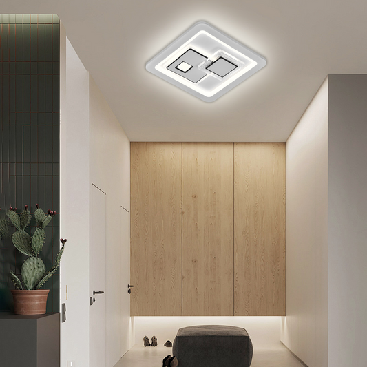 LED luster KEREN 33W, štvorcový, studené/teplé/neutrálne svetlo 3000K/4000K/6000K, biele, kovové a akrylové LED lustre Predvolený názov Alessandro Design
