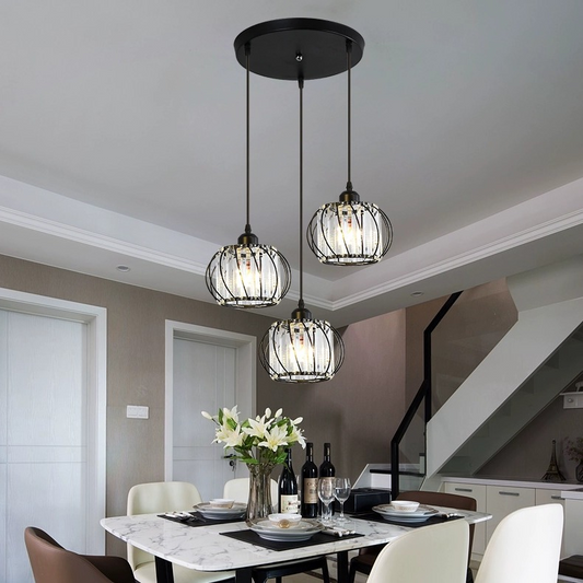 Lustra Monica, 3 X E27, Negru, Metal si Sticla Lustre Clasice Default Title Alessandro Design