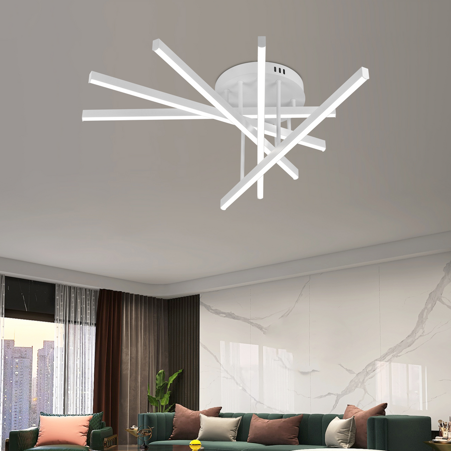 Lustra LED cu Telecomanda GIO, 68W, 5 Elemente, Lumina Rece/Clada/Neutra, Dimabila, Alb Lustre LED cu Telecomanda Default Title Alessandro Design
